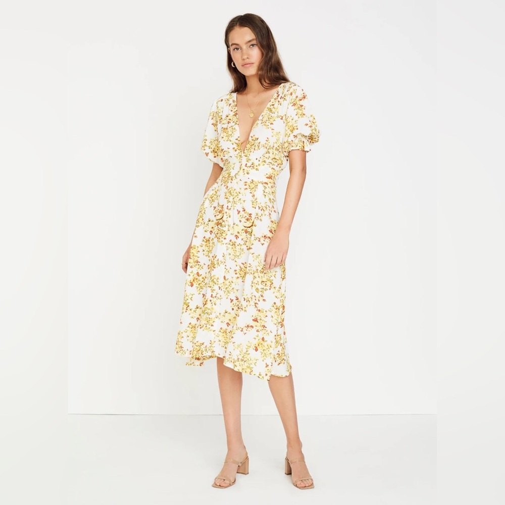 Faithful Goldie Floral Off White Rafa Midi Dress